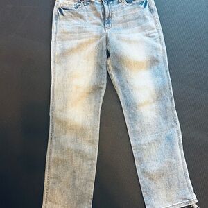 Judy Blue Straight Leg Distressed “Dad Jean” Blue Jeans